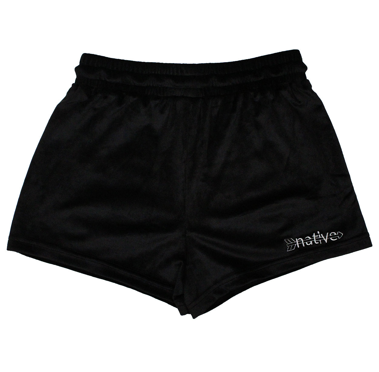 velour shorties in black/silver