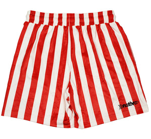 striped velour shorts in red/white with slct stock