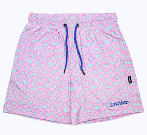 leopard velour shorts in bubblegum/lavender/ice blue