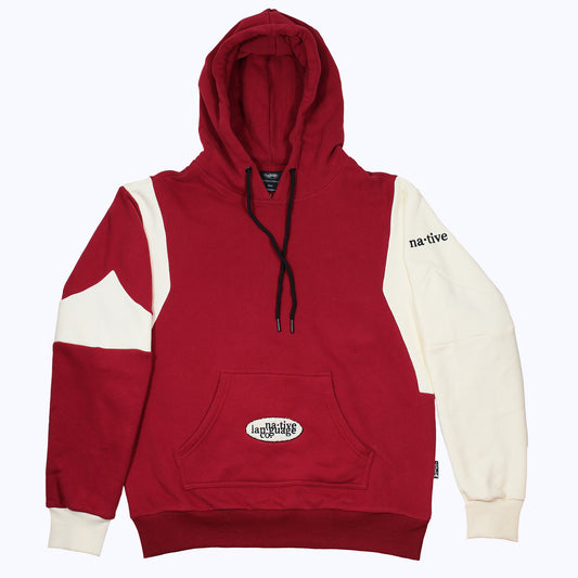 pullover hoodie in crimson/cream