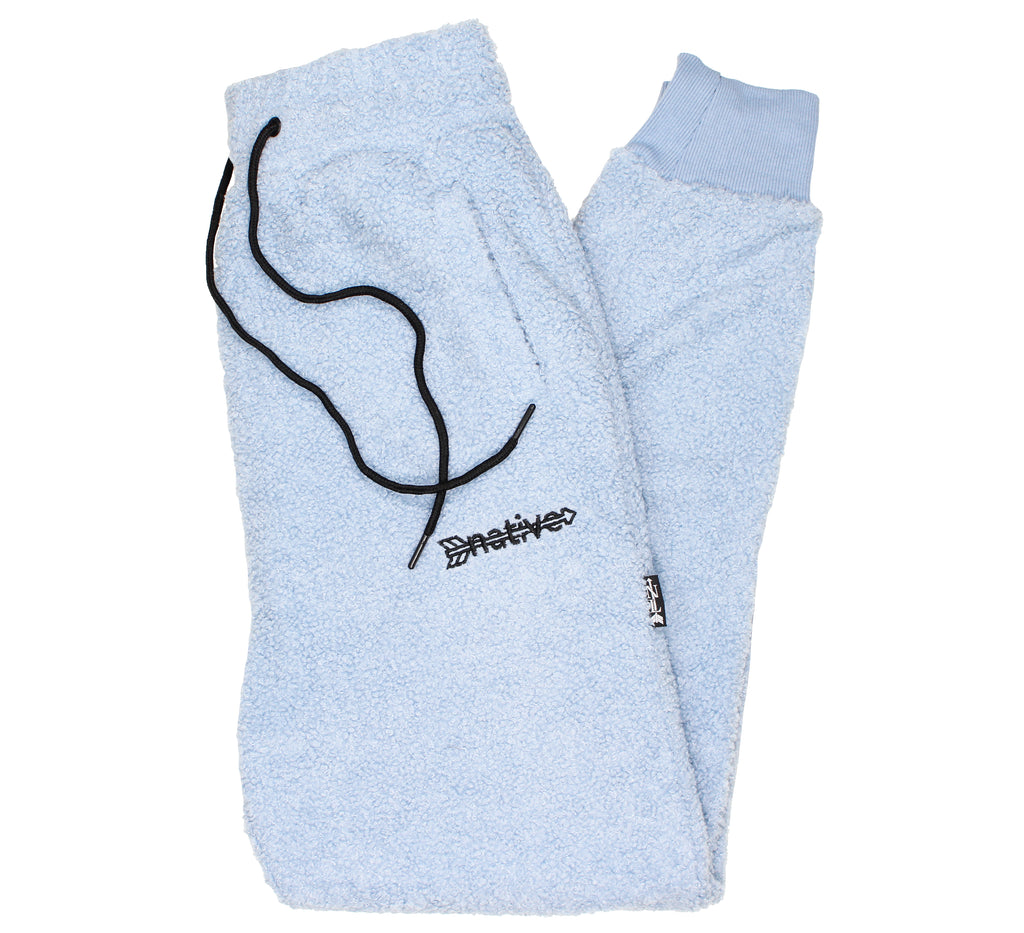 sherpa joggers in baby blue