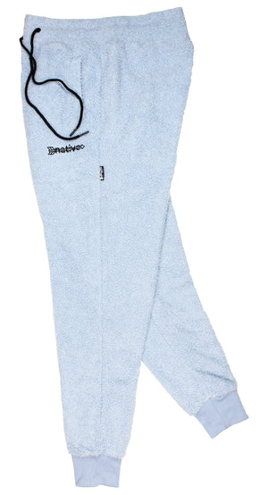 sherpa joggers in baby blue