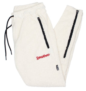 sherpa soccer sweats in cream/crimson