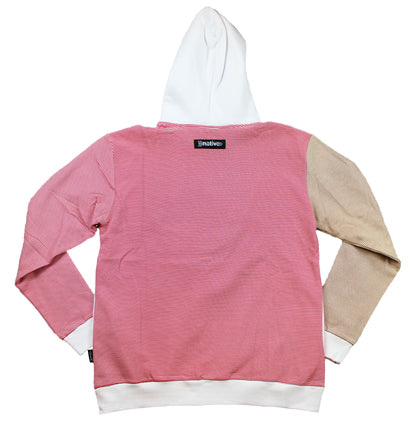 striped box hoodie in white/red/gold