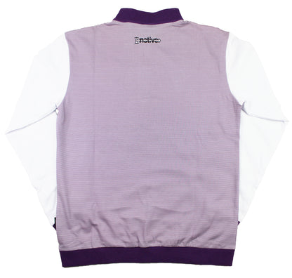 striped quarter zip pullover in white/purple