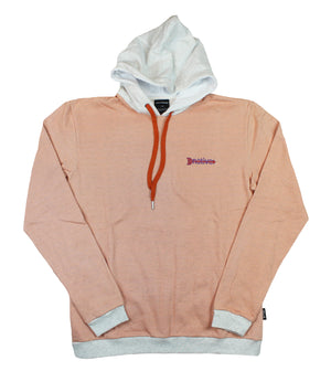 striped pullover hoodie in mango/heather