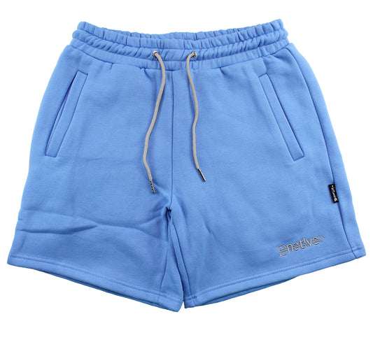 sweat shorts in baby blue/silver