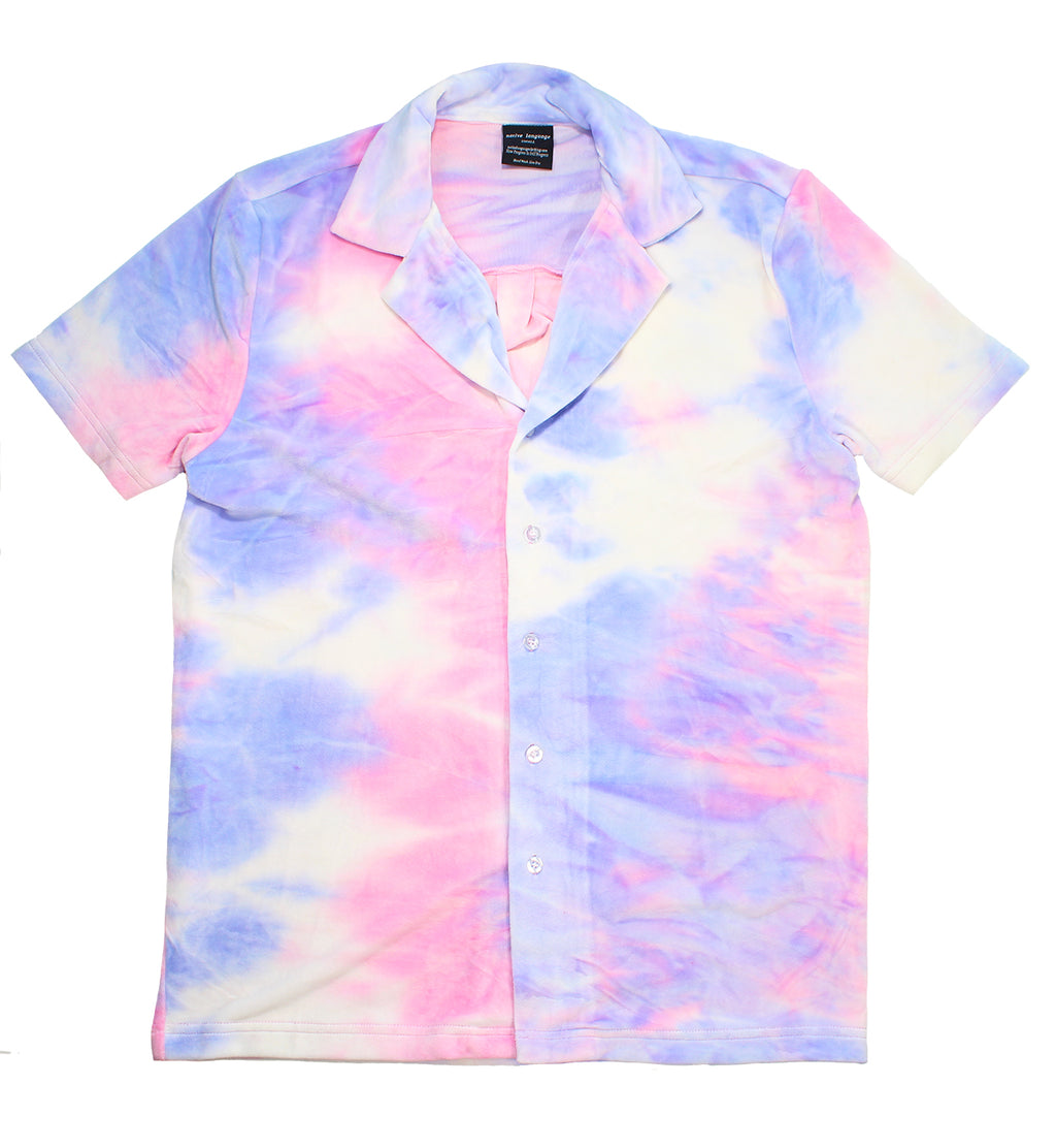 tie dye velour dinner shirt in lucid dreams