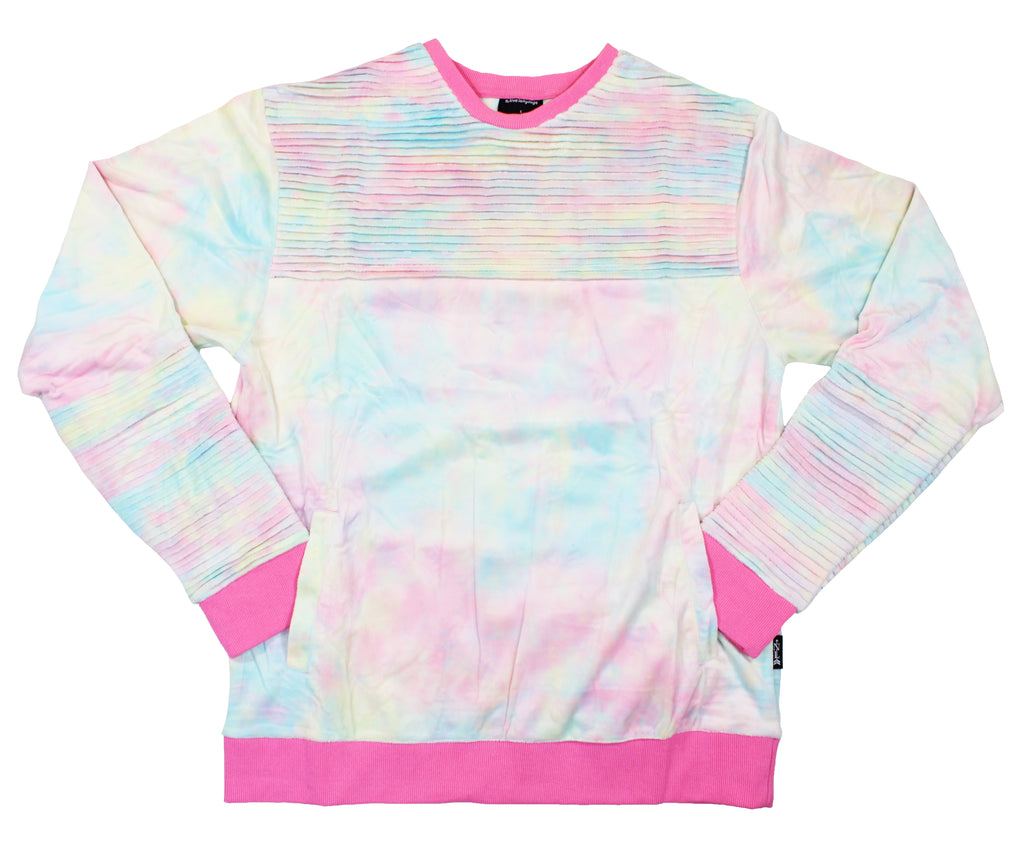 tie dye velour ribbed crew in rainbow