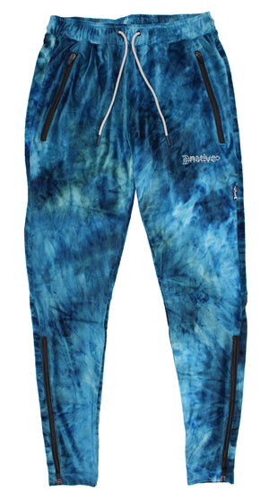 tie dye velour soccer sweats in tidal waves