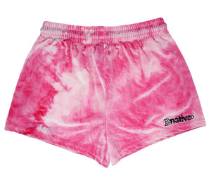 tie dye velvet shorties in hot pink