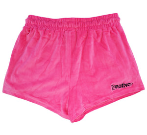 velour shorties in hot pink
