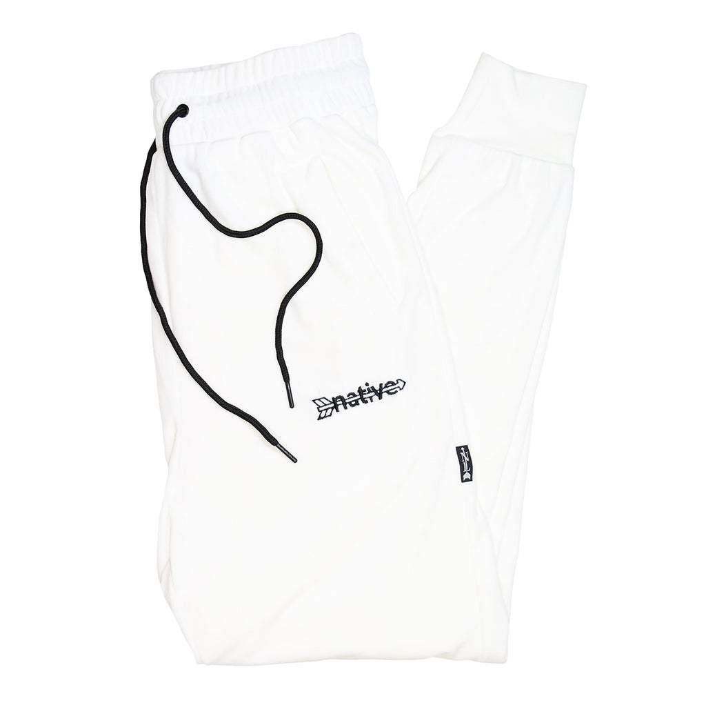 velour joggers in snow