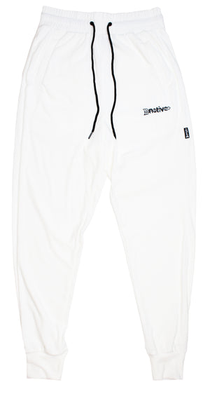 velour joggers in snow