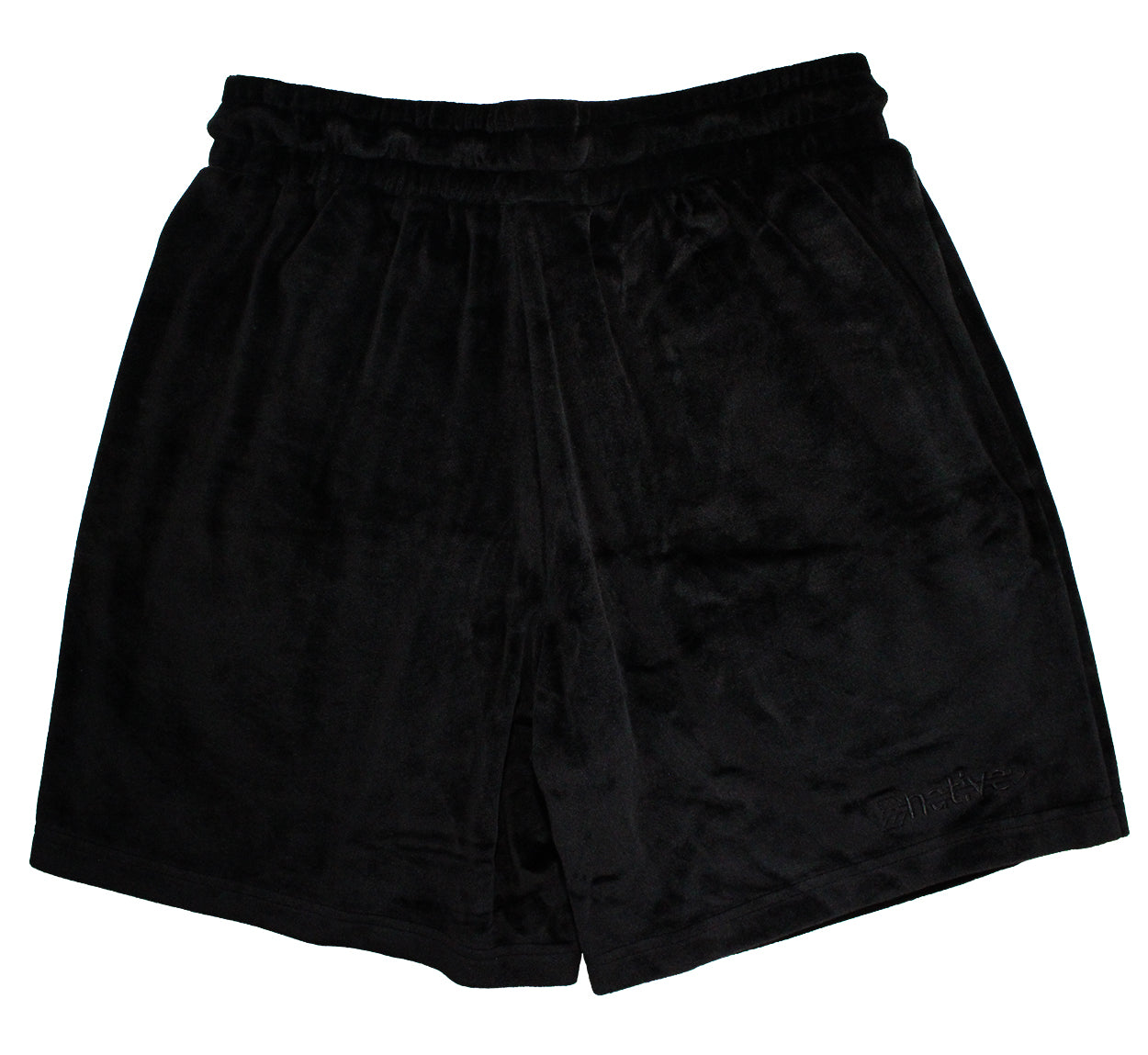 velour shorts in blackout