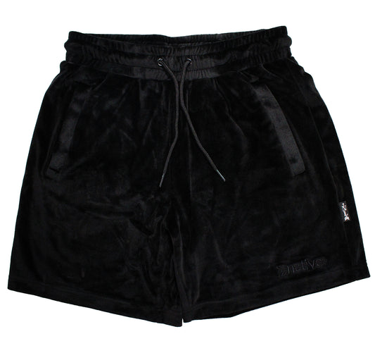 velour shorts in blackout