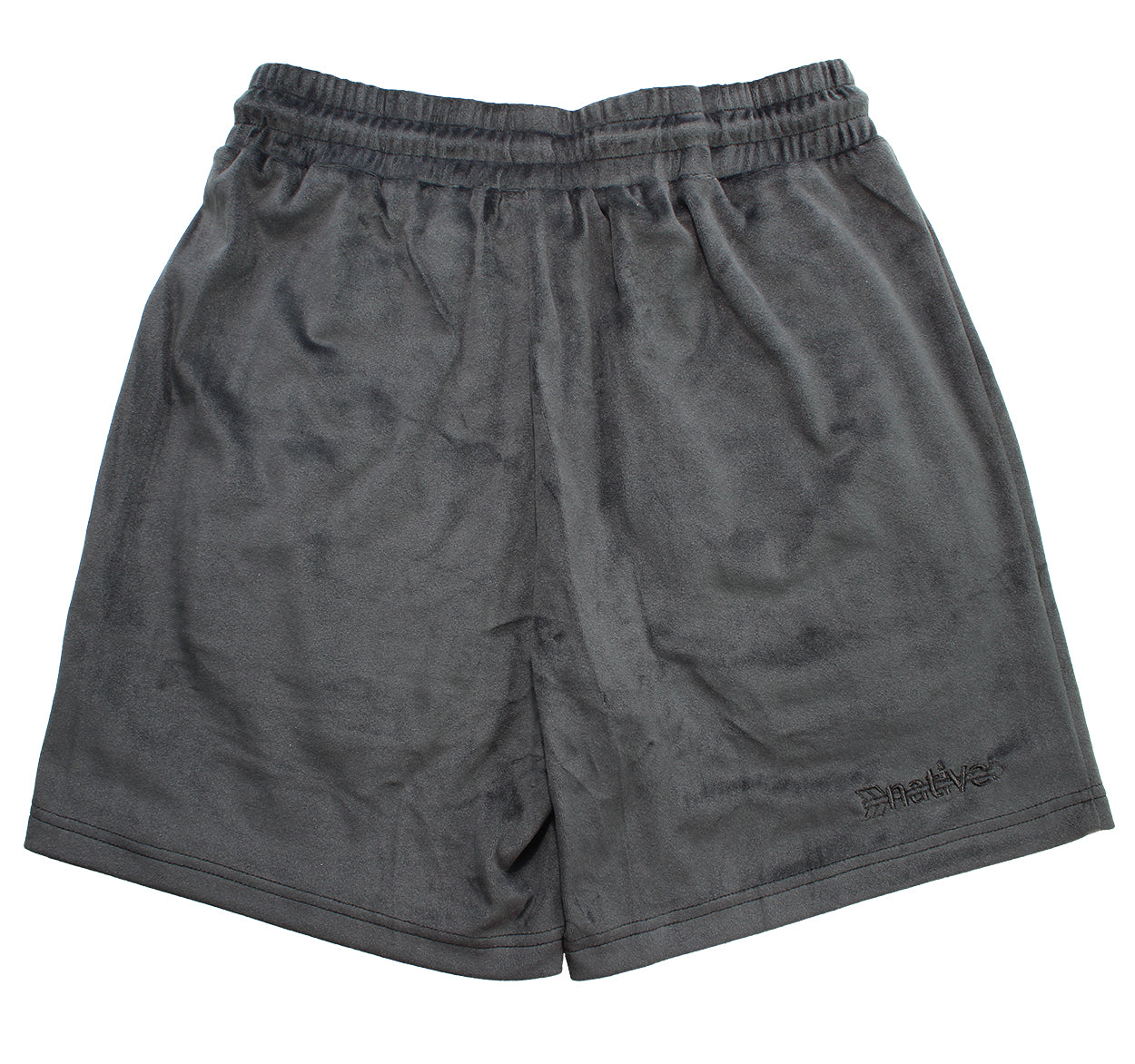velour shorts in charcoal