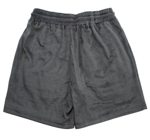 velour shorts in charcoal