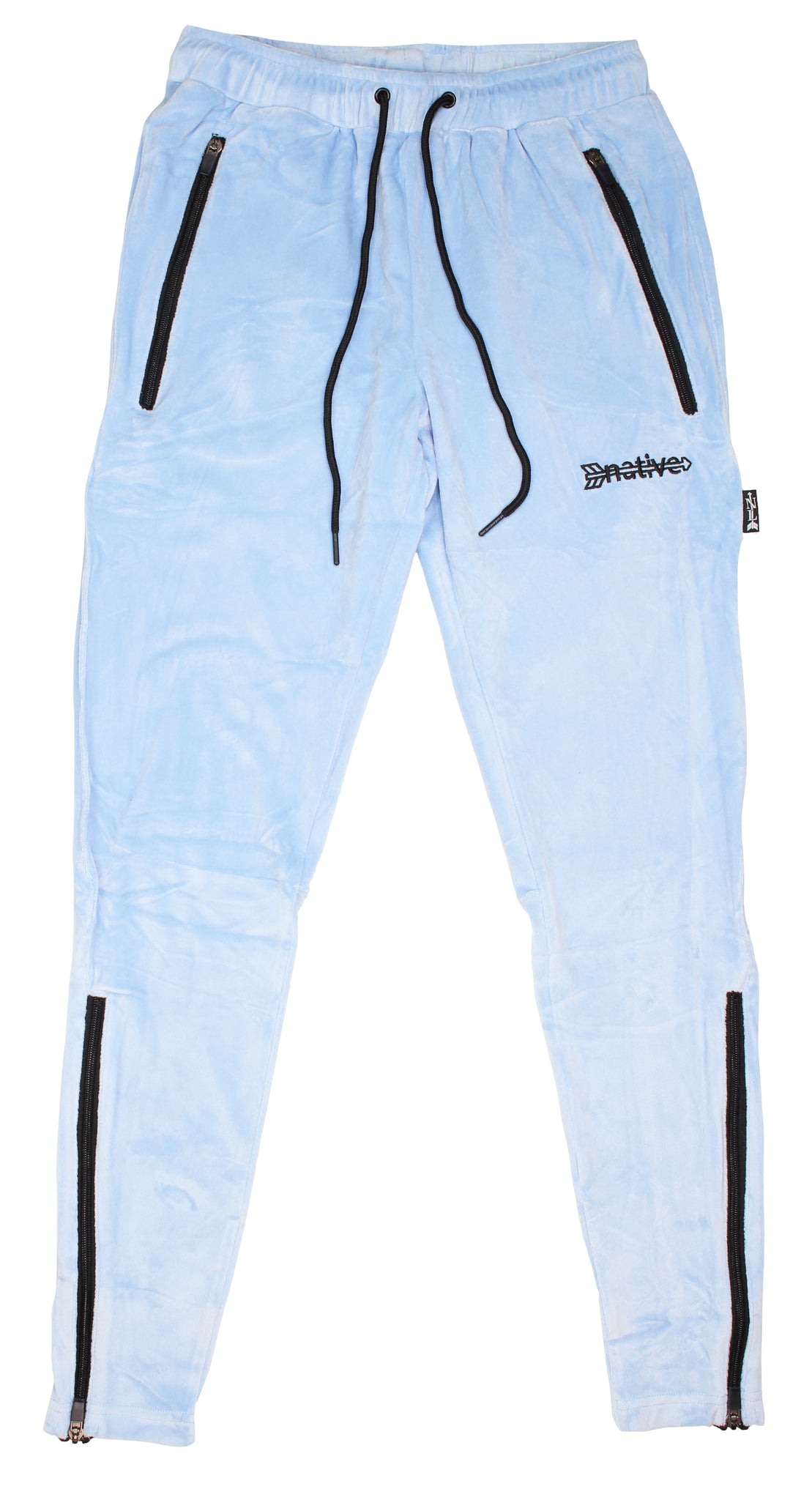 velour soccer sweats in baby blue