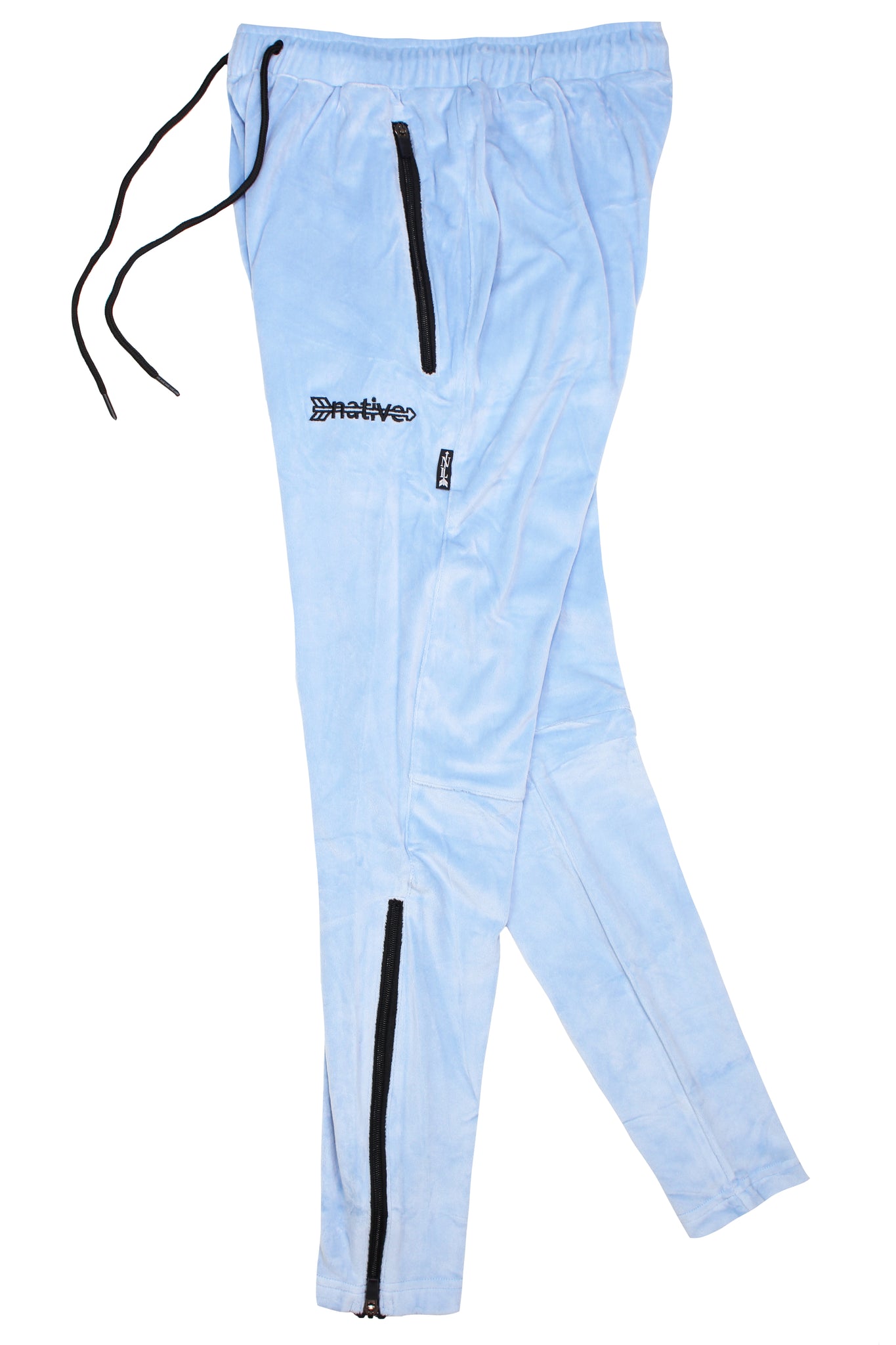 velour soccer sweats in baby blue