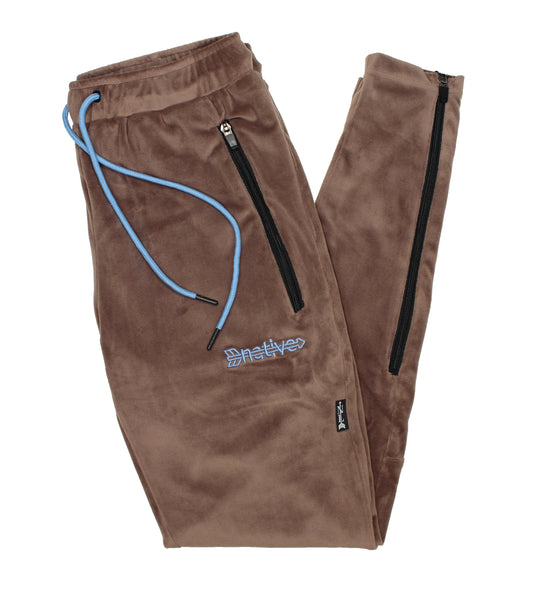 velour soccer sweats in cocoa butter/sky blue