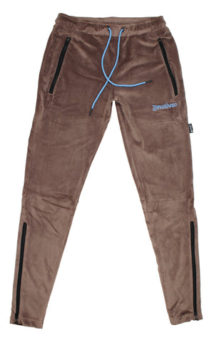 velour soccer sweats in cocoa butter/sky blue