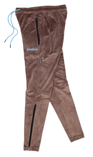 velour soccer sweats in cocoa butter/sky blue