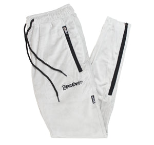 velour soccer sweats in silver