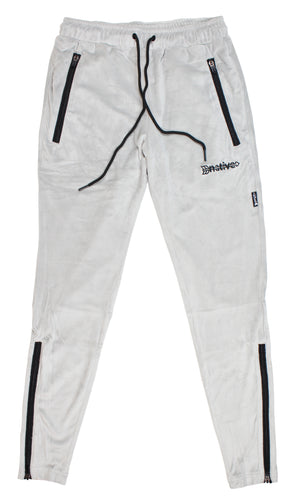 velour soccer sweats in silver