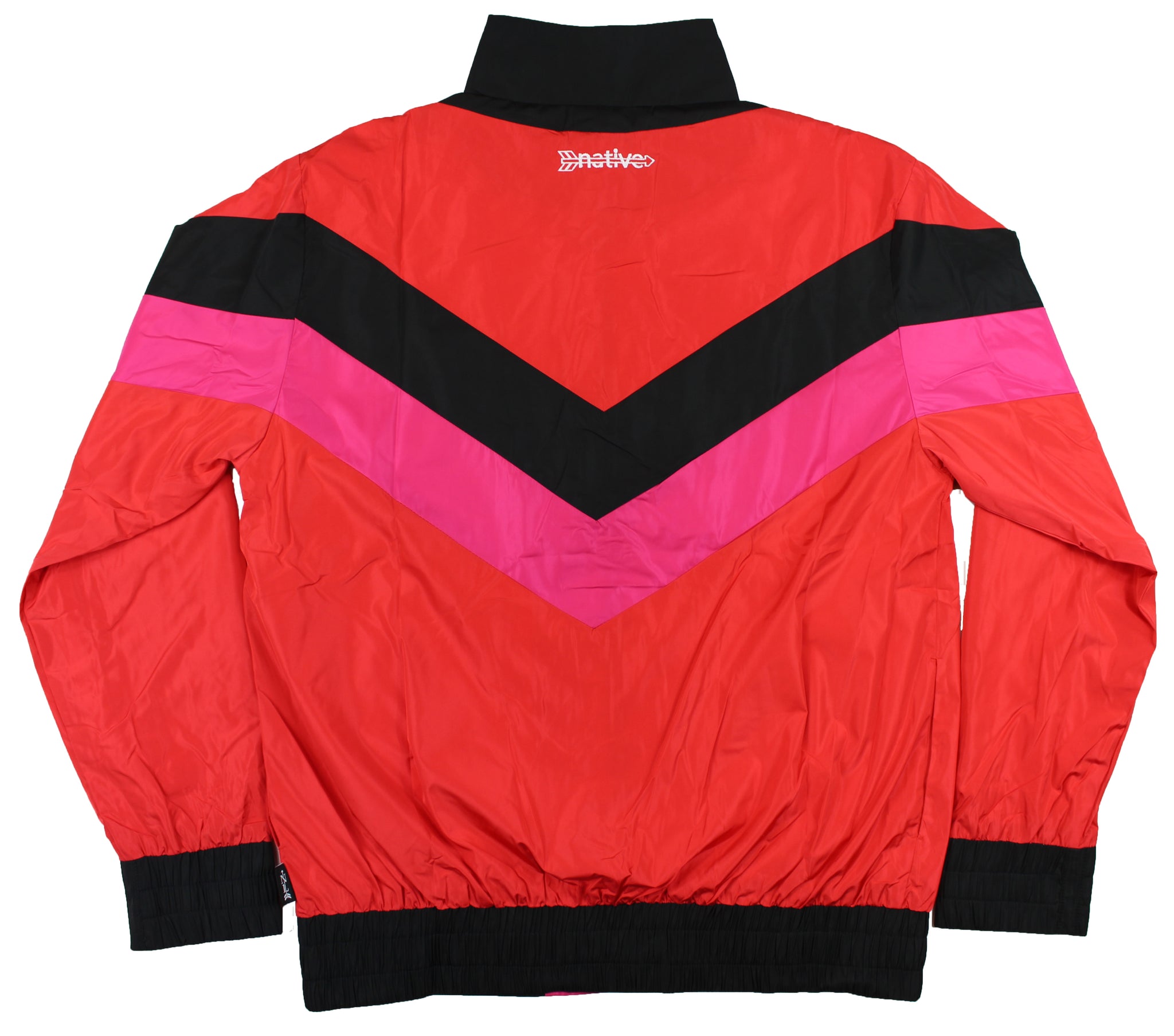 retro windbreaker in red/magenta/black